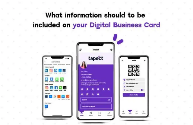 Digital business card app interface